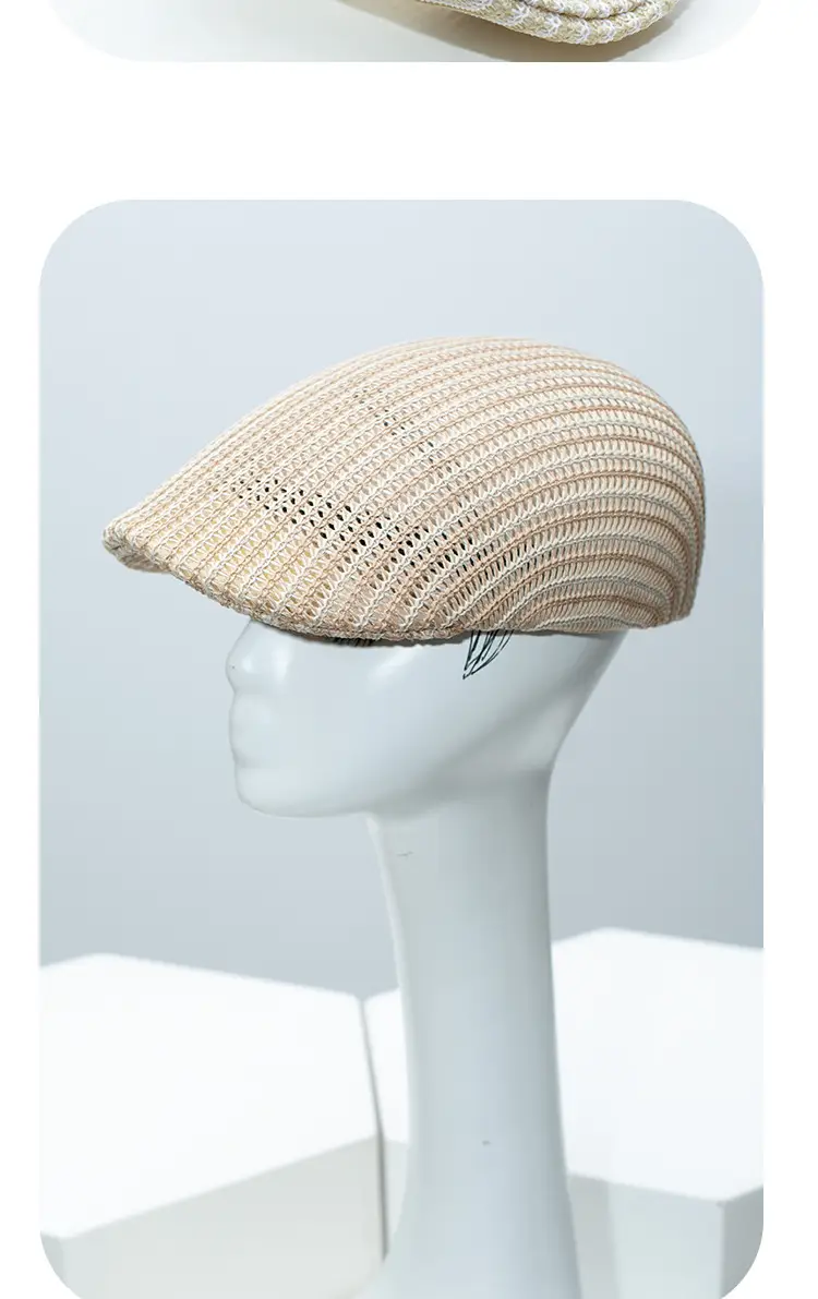 Women Knitted Peaked Cap Summer Hat Beige — feature 9