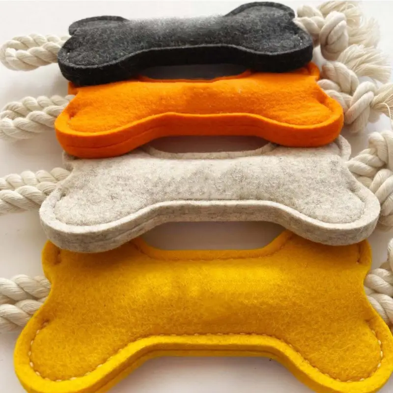 Cross-Border Pet Toys Chewing Toys Ready-Made Felt Bone-Shaped Dog Portable Teething Bone Stick