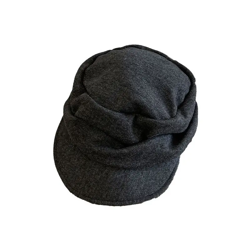 Japanese-Style Yamamoto Black Pleated Beret for Women Autumn Winter 2025