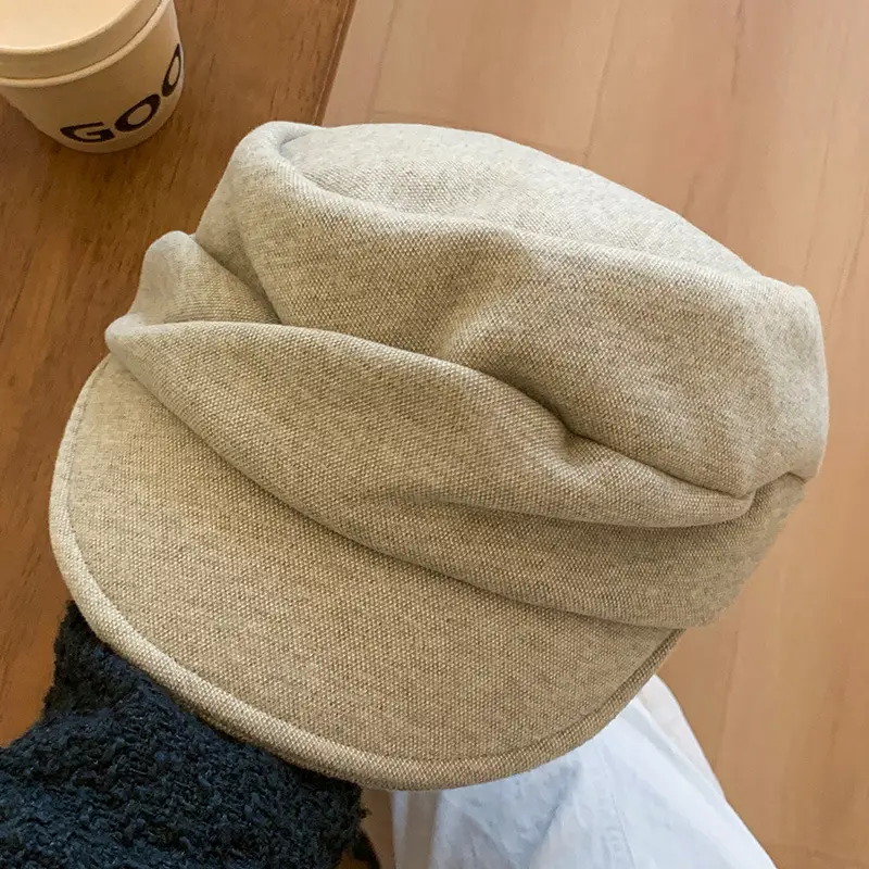 Japanese-Style Yamamoto Black Pleated Beret for Women Autumn Winter 2025