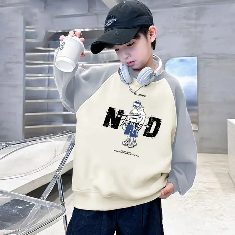 Children's Velvet T-Shirt MDD Graphic Boys Warm Sweatshirt