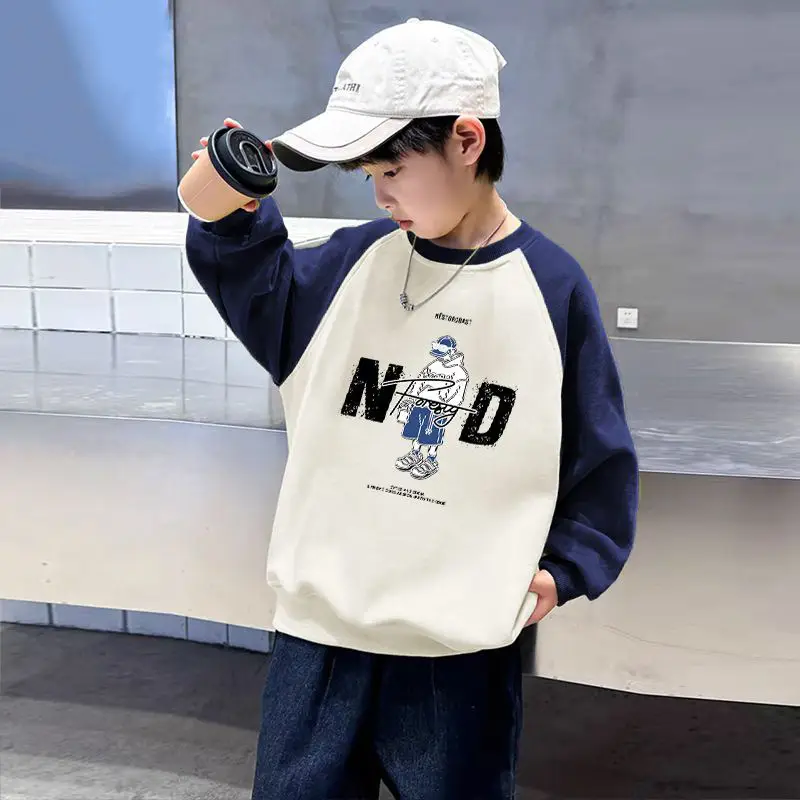 Children's Velvet T-Shirt MDD Graphic Boys Warm Sweatshirt