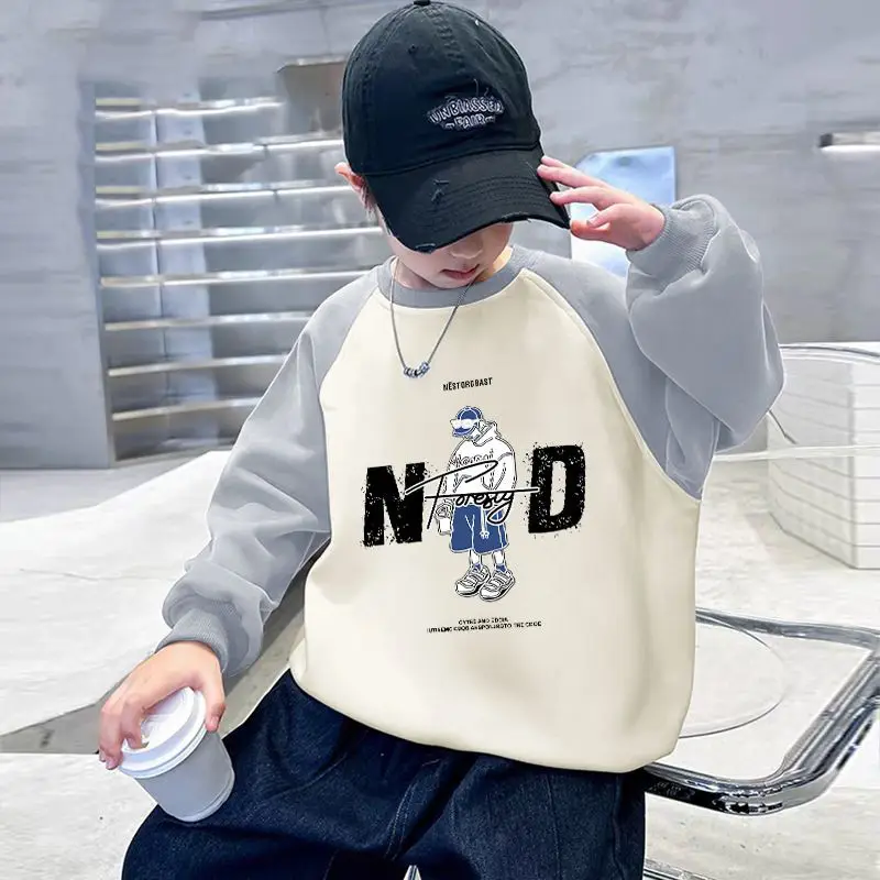Children's Velvet T-Shirt MDD Graphic Boys Warm Sweatshirt