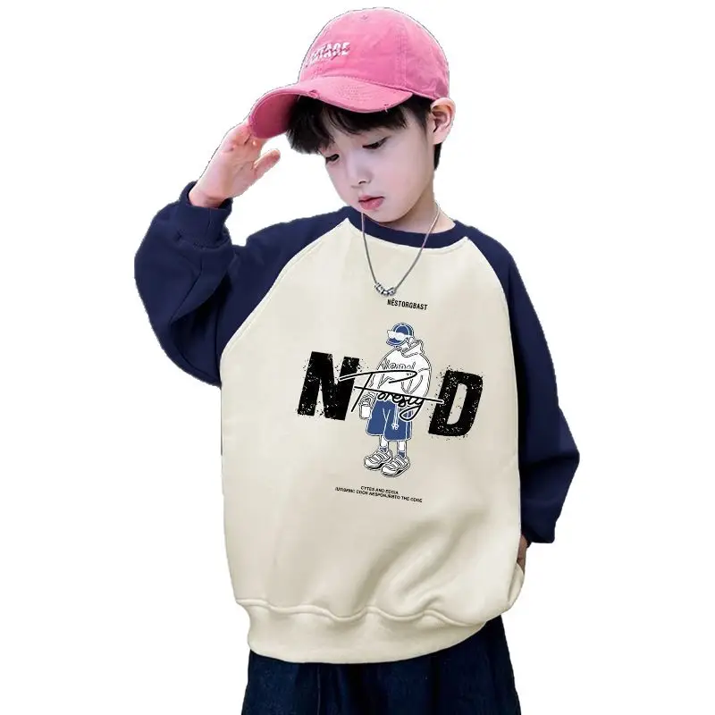 Children's Velvet T-Shirt MDD Graphic Boys Warm Sweatshirt