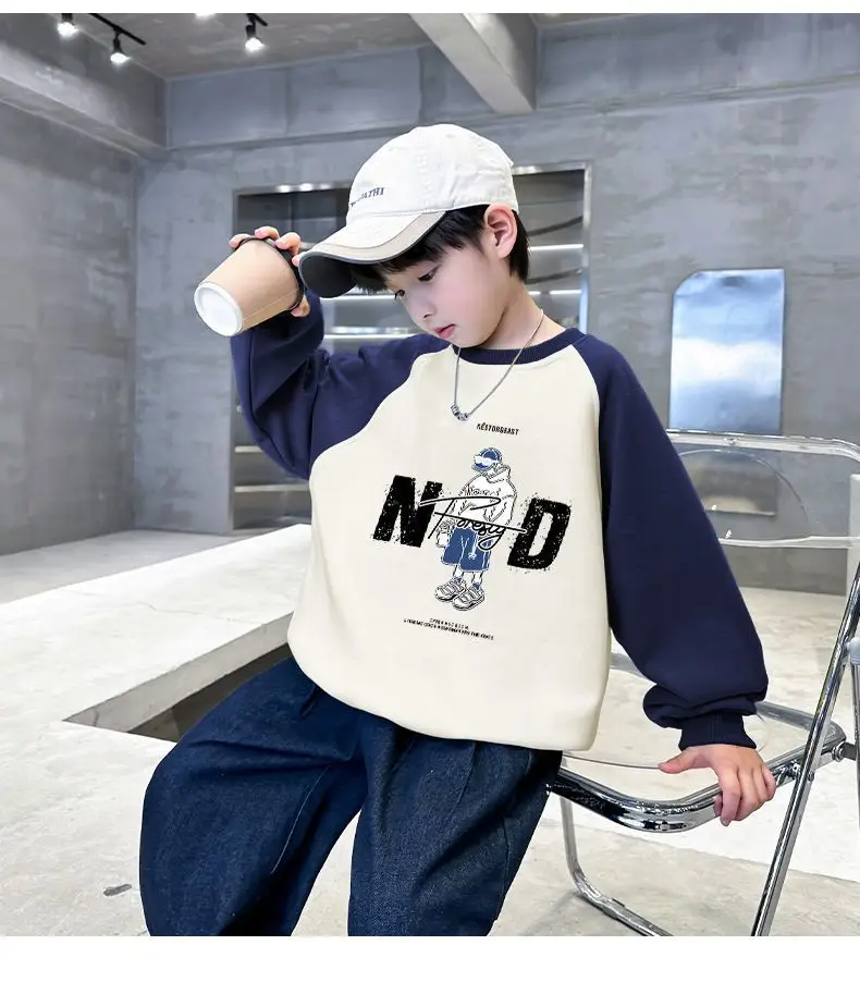 Children's Velvet T-Shirt MDD Graphic Boys Warm Sweatshirt — feature 10