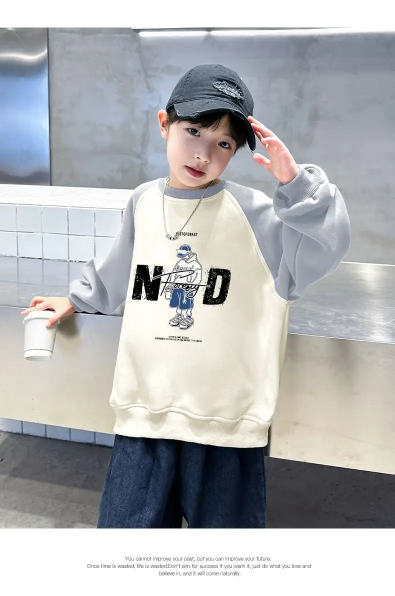 Children's Velvet T-Shirt MDD Graphic Boys Warm Sweatshirt — feature 13