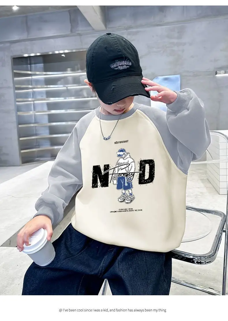 Children's Velvet T-Shirt MDD Graphic Boys Warm Sweatshirt — feature 15