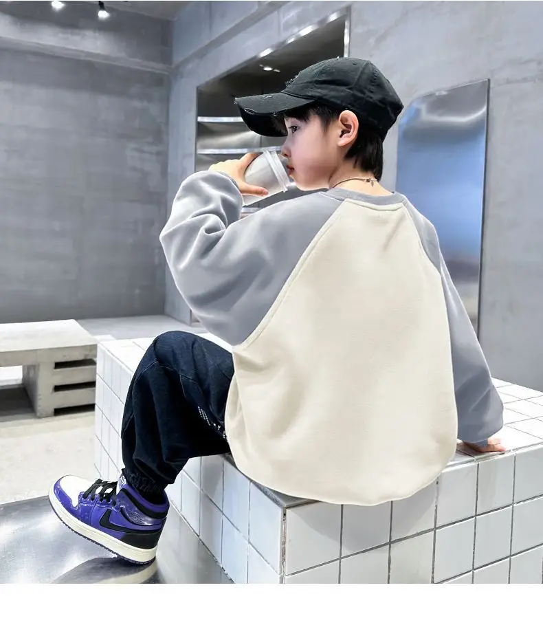 Children's Velvet T-Shirt MDD Graphic Boys Warm Sweatshirt — feature 16