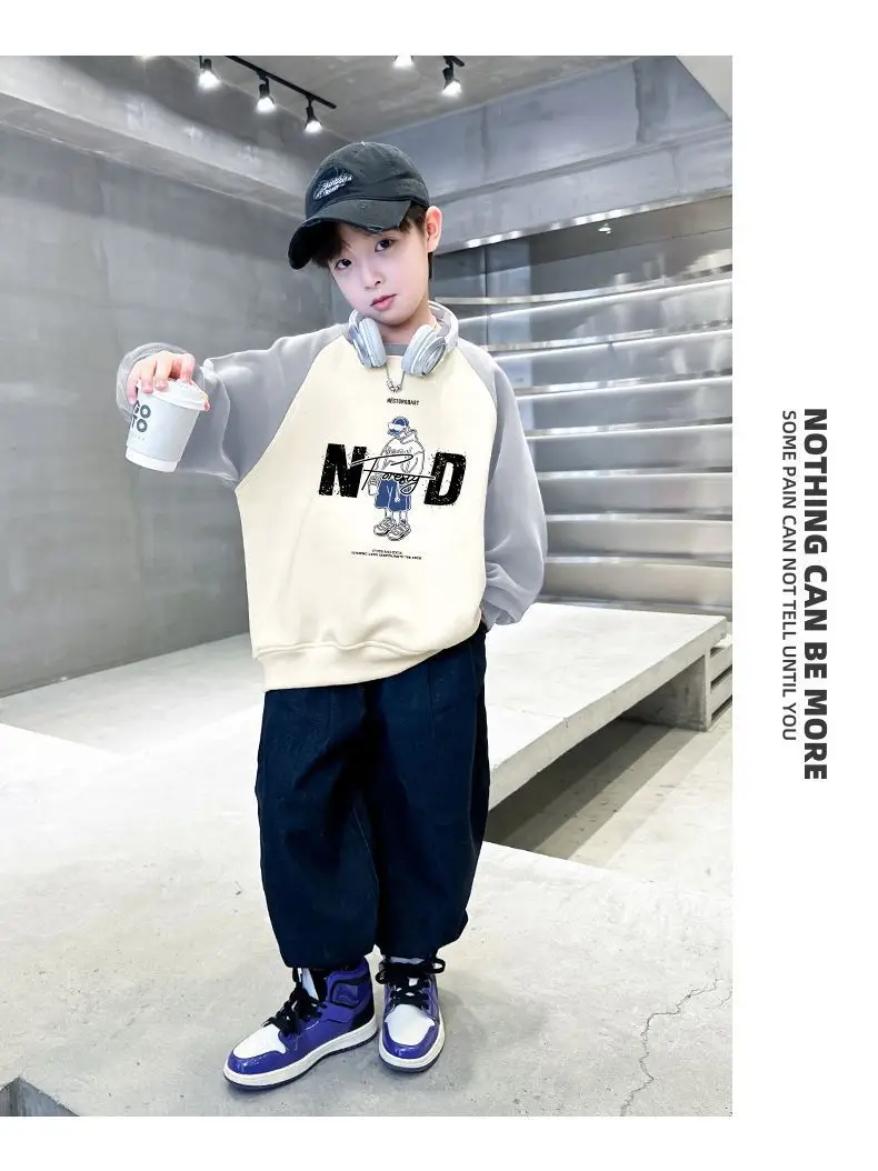 Children's Velvet T-Shirt MDD Graphic Boys Warm Sweatshirt — feature 17