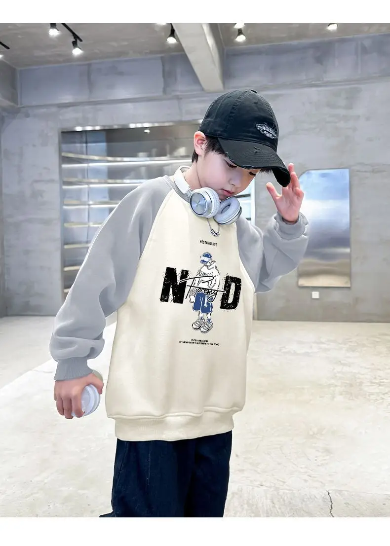 Children's Velvet T-Shirt MDD Graphic Boys Warm Sweatshirt — feature 18