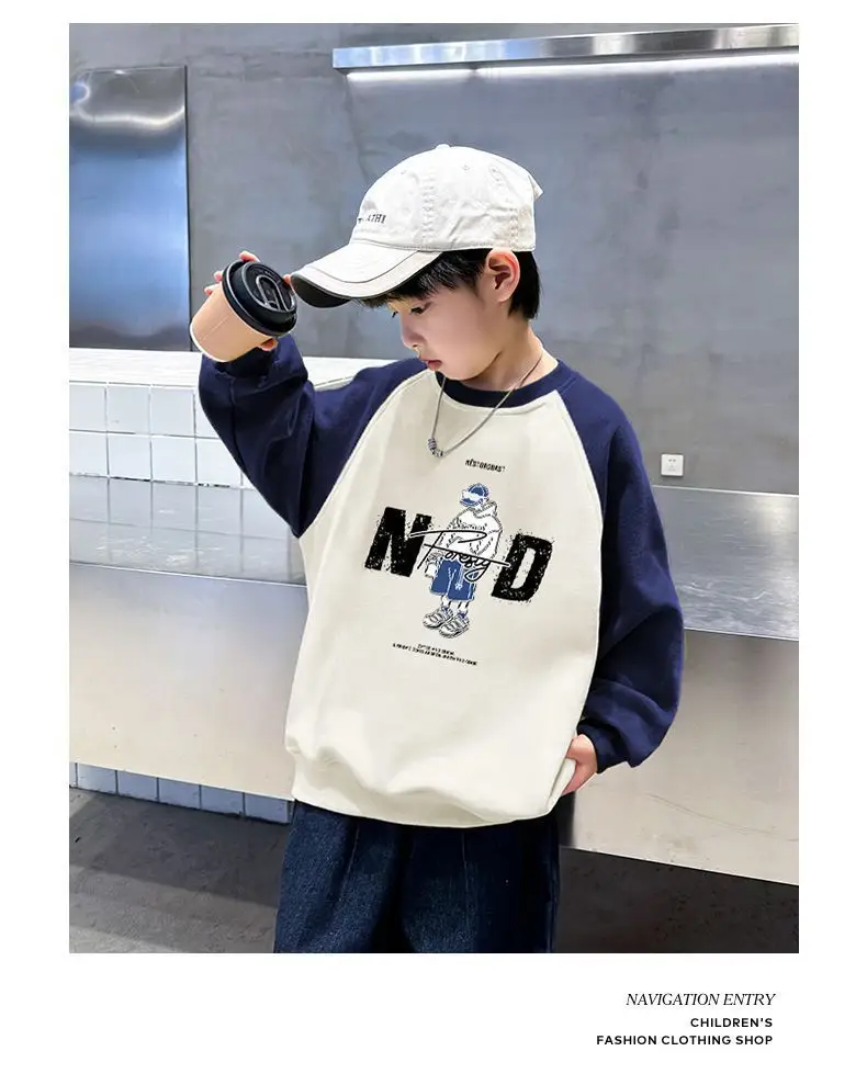 Children's Velvet T-Shirt MDD Graphic Boys Warm Sweatshirt — feature 8