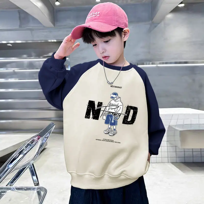 Children's Velvet T-Shirt MDD Graphic Boys Warm Sweatshirt