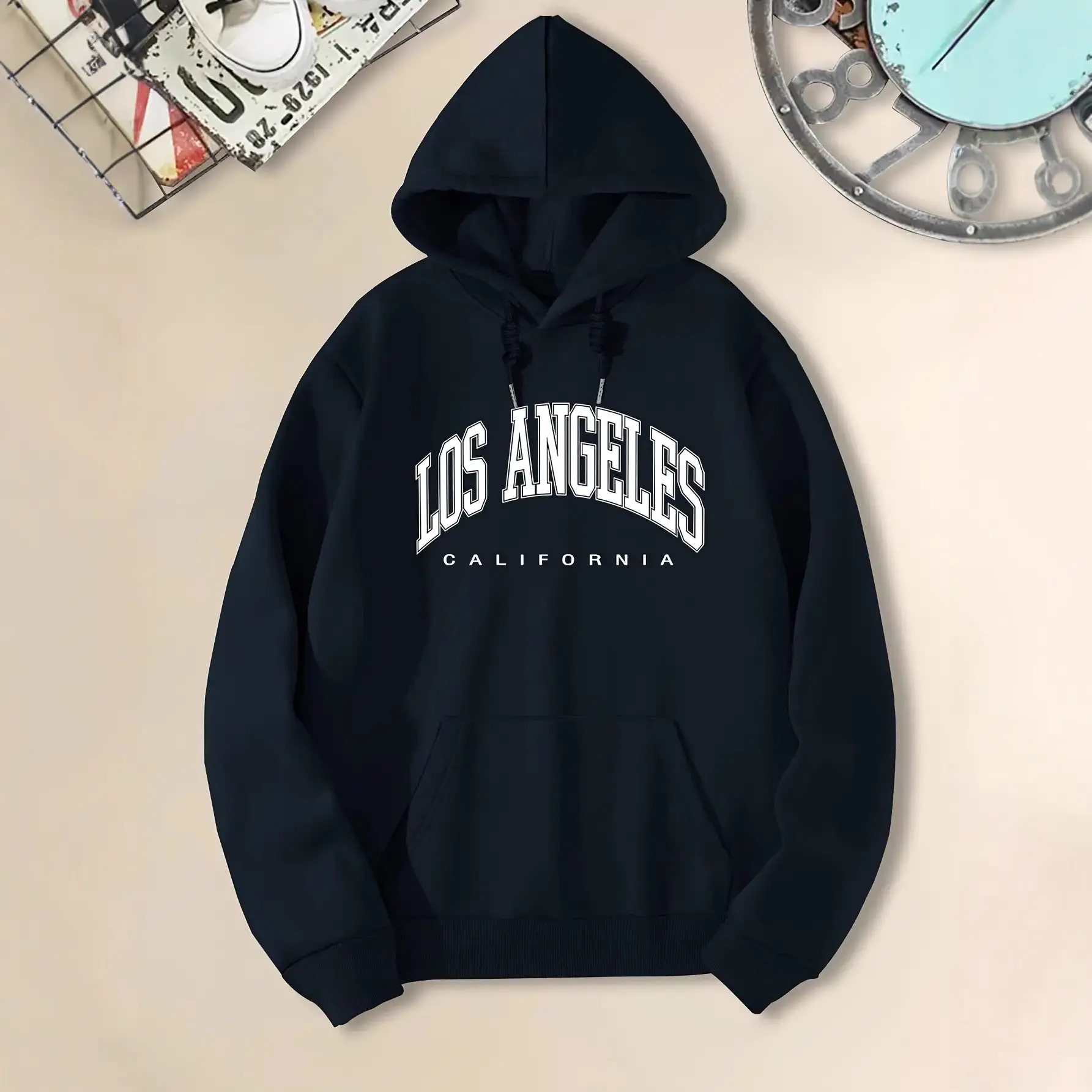 Men Los Angeles Pattern Hoodie Fleece Lined Warm - Image 8
