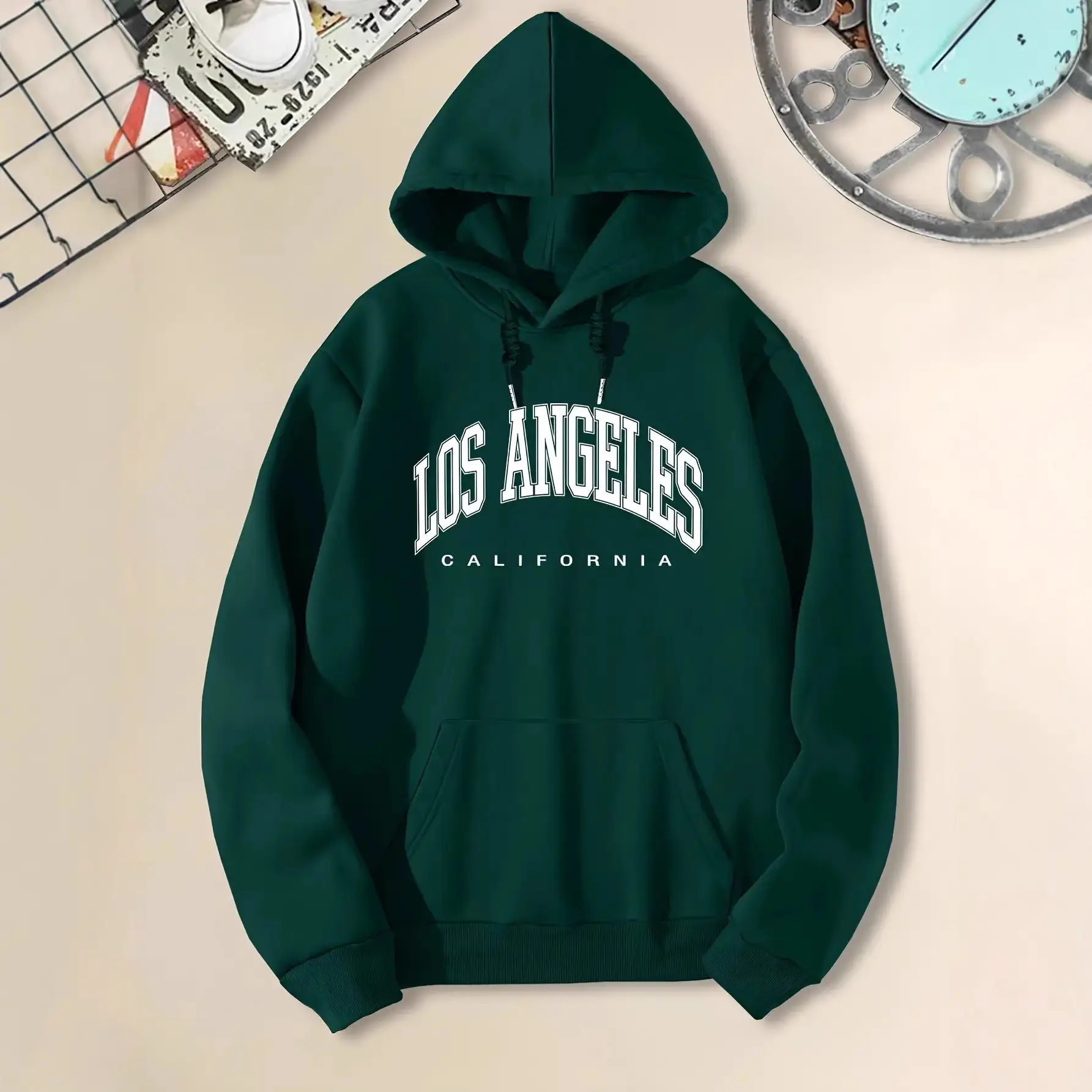 Men Los Angeles Pattern Hoodie Fleece Lined Warm - Image 9