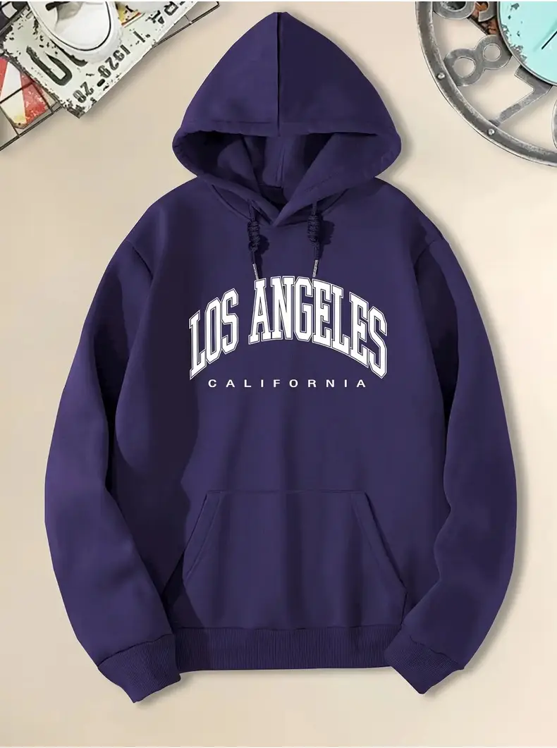 Men Los Angeles Pattern Hoodie Fleece Lined Warm — feature 16