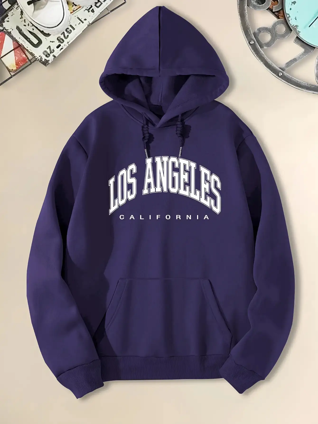 Men Los Angeles Pattern Hoodie Fleece Lined Warm - Image 6