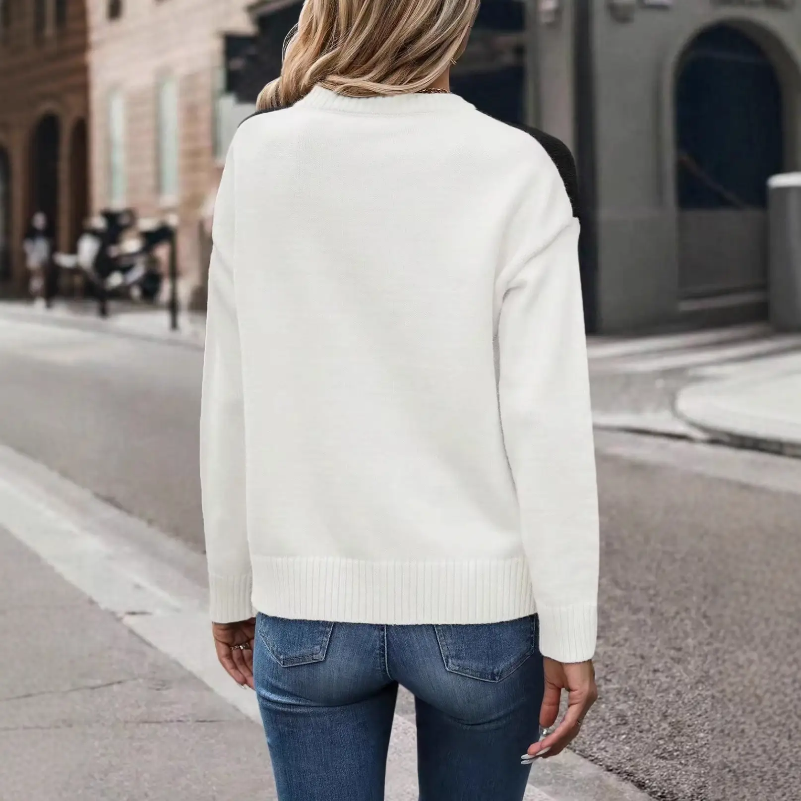Women's New Color-Blocked Knit Sweater Pullover 2025 - Image 5