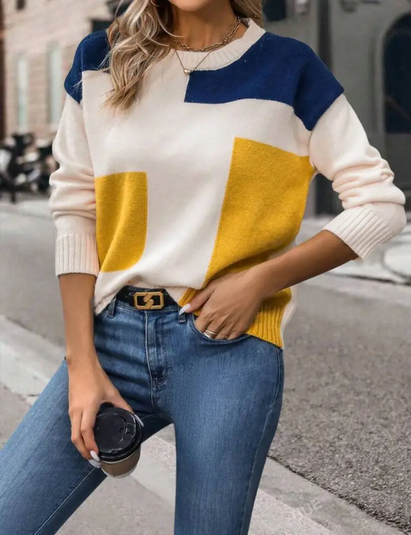 Women's New Color-Blocked Knit Sweater Pullover 2025 — feature 6