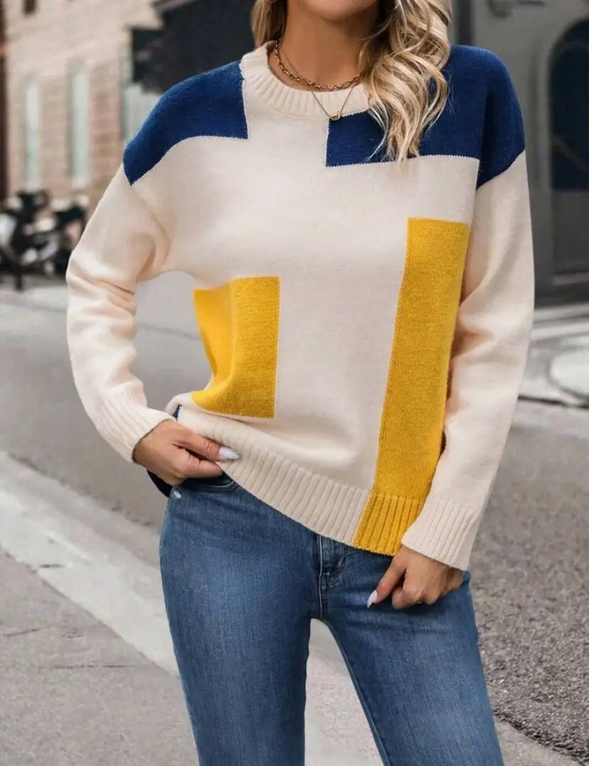 Women's New Color-Blocked Knit Sweater Pullover 2025 — feature 7