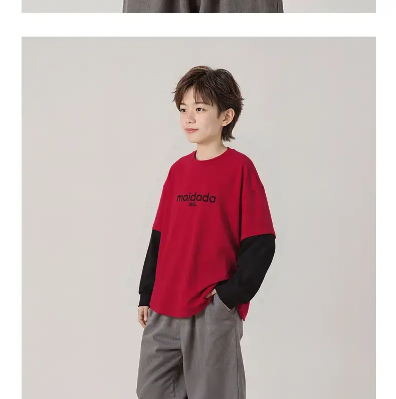 Boys Cotton Warm T-Shirt Yellow Black Long Sleeve — feature 11