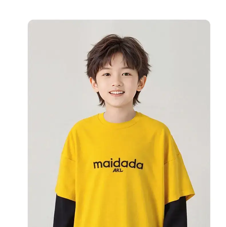 Boys Cotton Warm T-Shirt Yellow Black Long Sleeve — feature 2