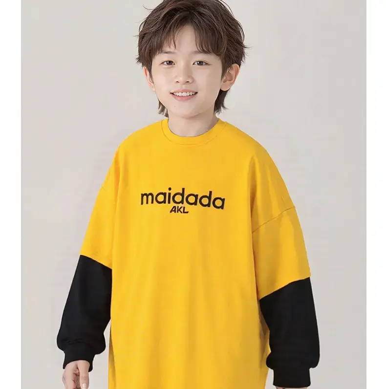 Boys Cotton Warm T-Shirt Yellow Black Long Sleeve — feature 6