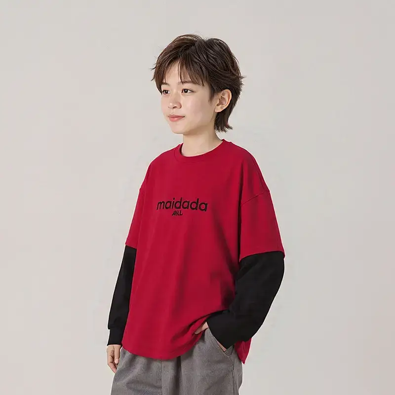 Boys Cotton Warm T-Shirt Yellow Black Long Sleeve