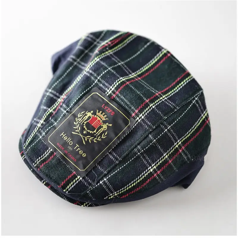Men Plush Plaid Cap Red Yellow Brand Tag - Image 5