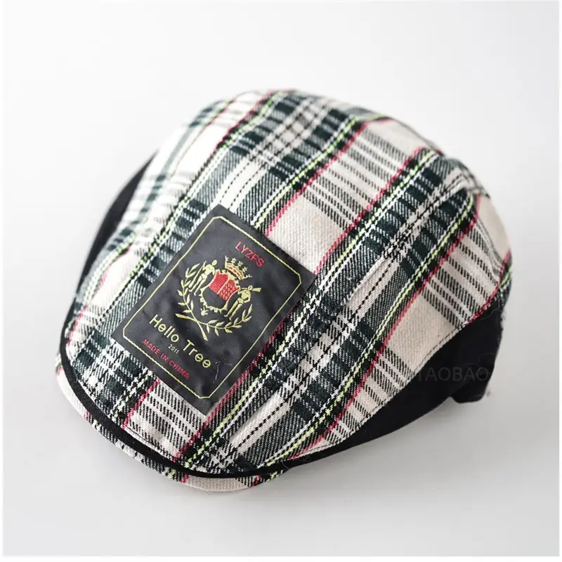 Men Plush Plaid Cap Red Yellow Brand Tag - Image 6