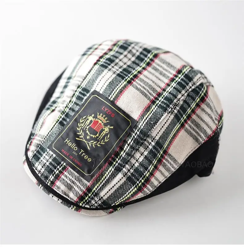 Men Plush Plaid Cap Red Yellow Brand Tag — feature 4