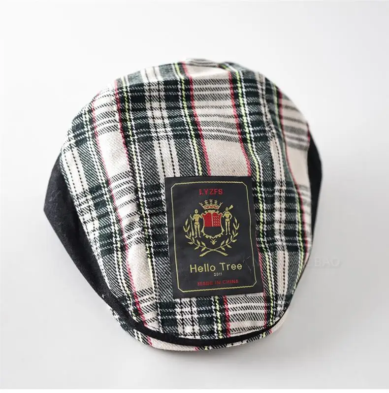 Men Plush Plaid Cap Red Yellow Brand Tag — feature 5