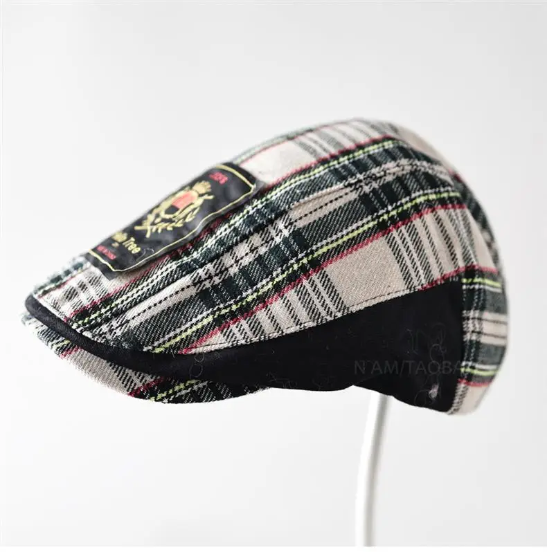 Men Plush Plaid Cap Red Yellow Brand Tag — feature 7