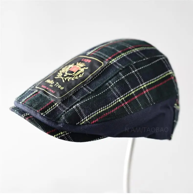Men Plush Plaid Cap Red Yellow Brand Tag — feature 9