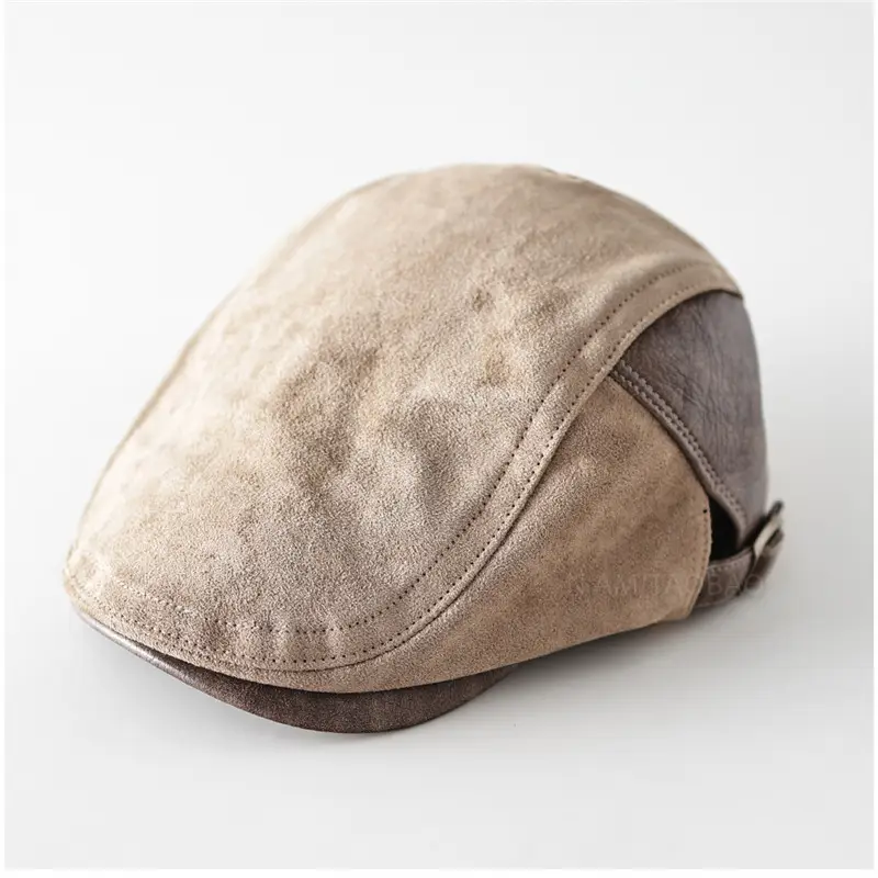 Autumn Retro Suede Patchwork Brim Cap Unisex - Image 3