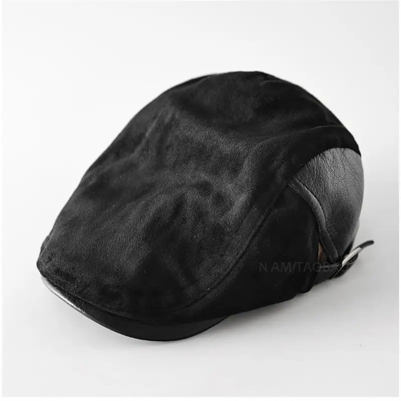 Autumn Retro Suede Patchwork Brim Cap Unisex - Image 6