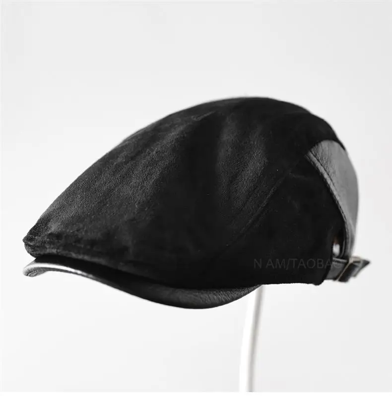 Autumn Retro Suede Patchwork Brim Cap Unisex — feature 8