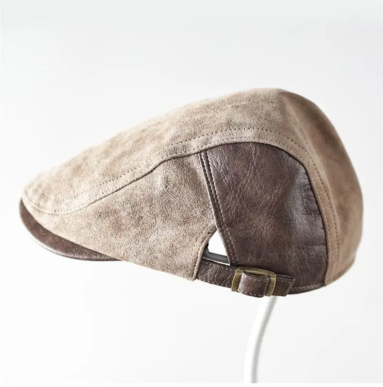 Autumn Retro Suede Patchwork Brim Cap Unisex — feature 9