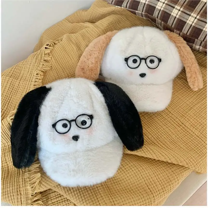 Plush Puppy Glasses Cap for Women Winter Warm Face Cover - Image 7