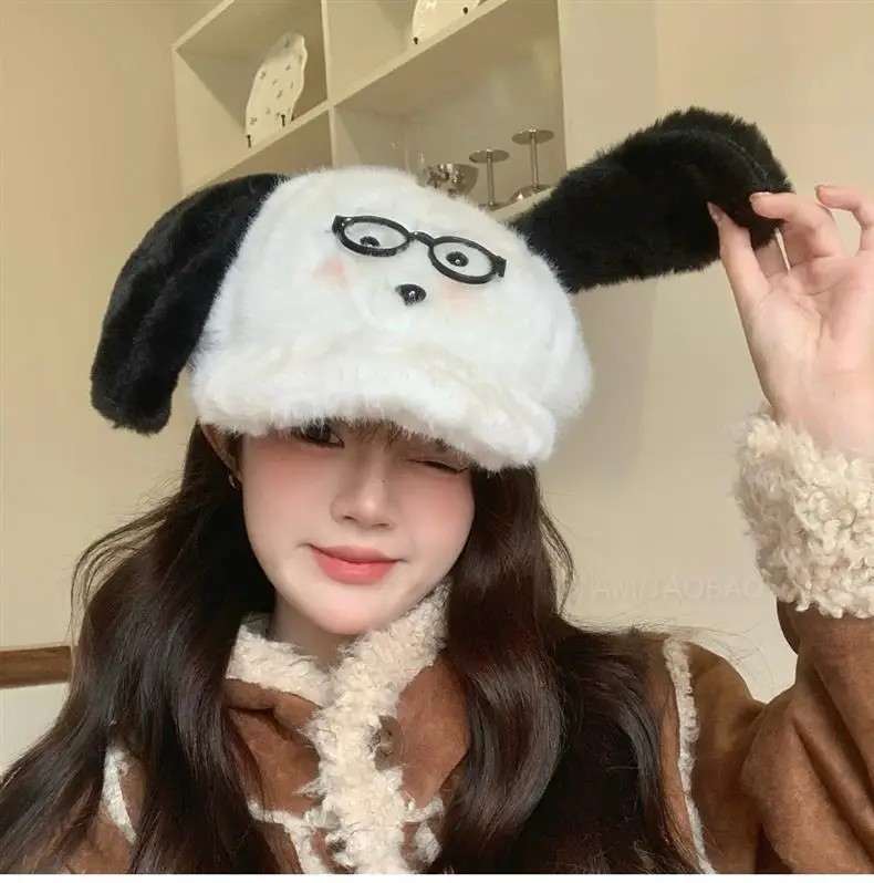 Plush Puppy Glasses Cap for Women Winter Warm Face Cover — feature 10