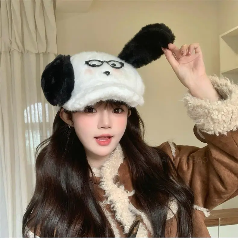 Plush Puppy Glasses Cap for Women Winter Warm Face Cover — feature 11