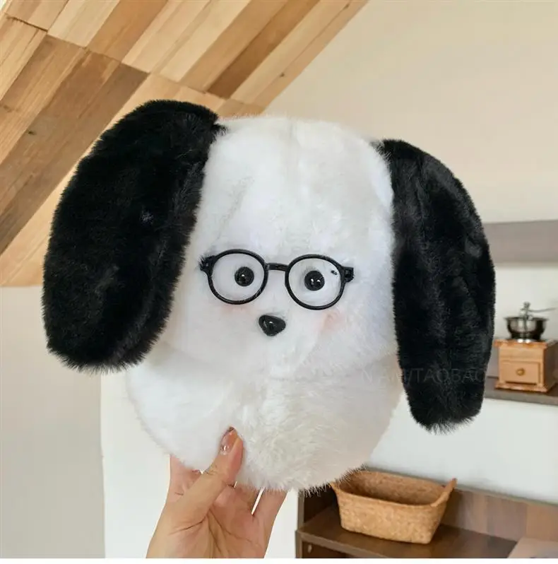 Plush Puppy Glasses Cap for Women Winter Warm Face Cover — feature 12