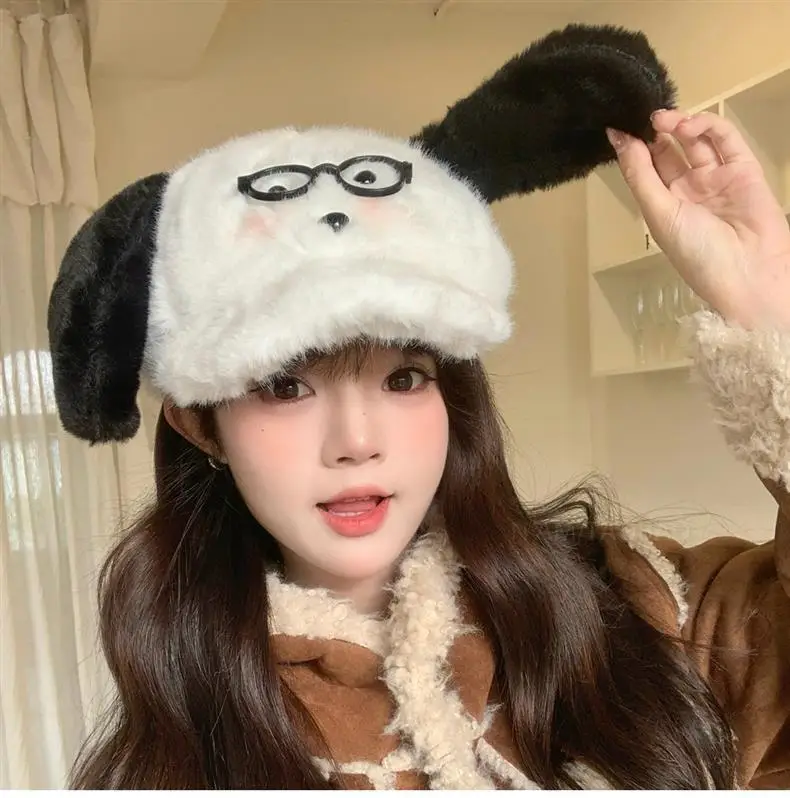 Plush Puppy Glasses Cap for Women Winter Warm Face Cover — feature 14