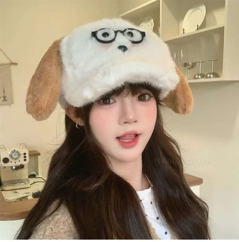 Plush Puppy Glasses Cap for Women Winter Warm Face Cover — feature 5
