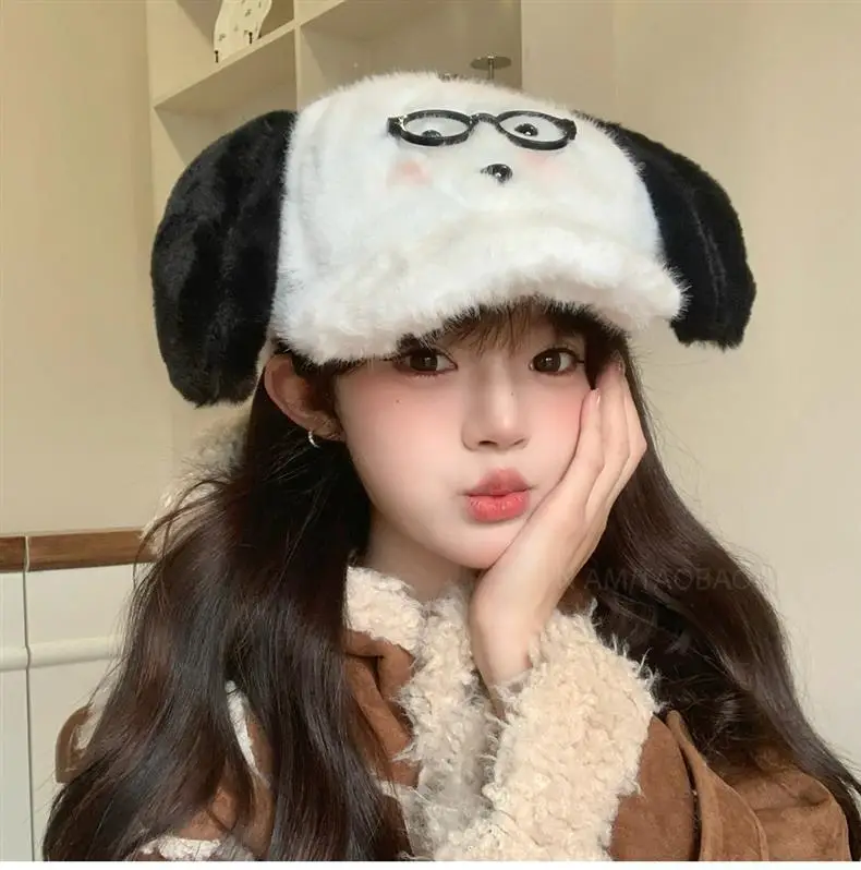 Plush Puppy Glasses Cap for Women Winter Warm Face Cover — feature 9