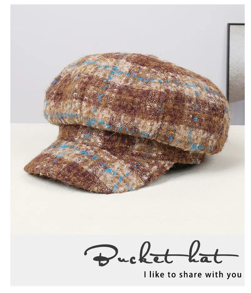 Korean Style Women's Autumn Winter Tweed Cap — feature 14