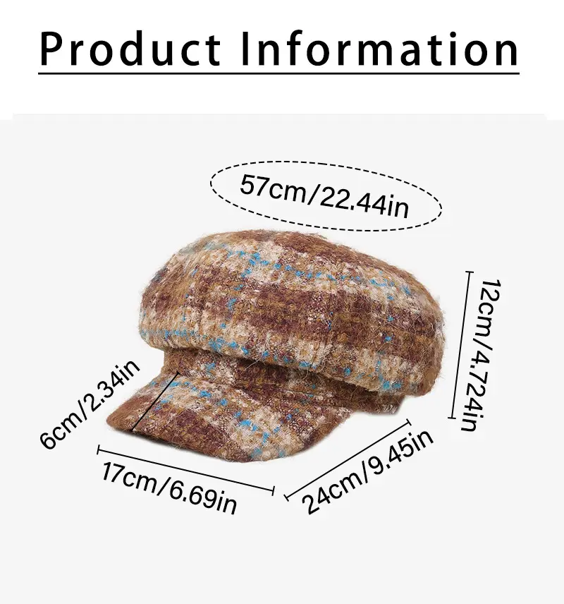 Korean Style Women's Autumn Winter Tweed Cap — feature 15