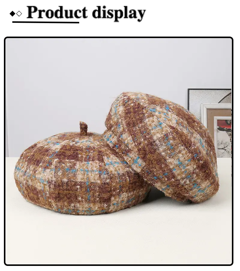 Korean Style Women's Autumn Winter Tweed Cap — feature 17