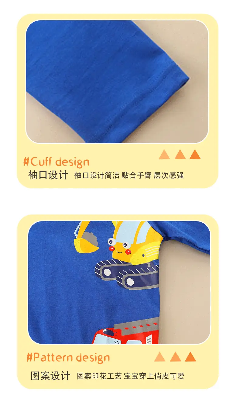 Blue Cotton Kids Sweatshirt with Excavator Print — feature 11