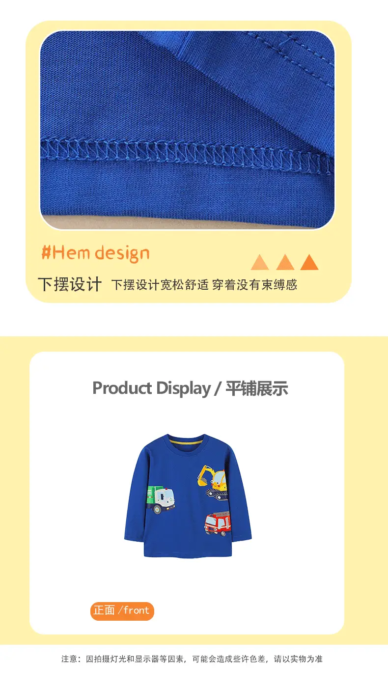 Blue Cotton Kids Sweatshirt with Excavator Print — feature 12