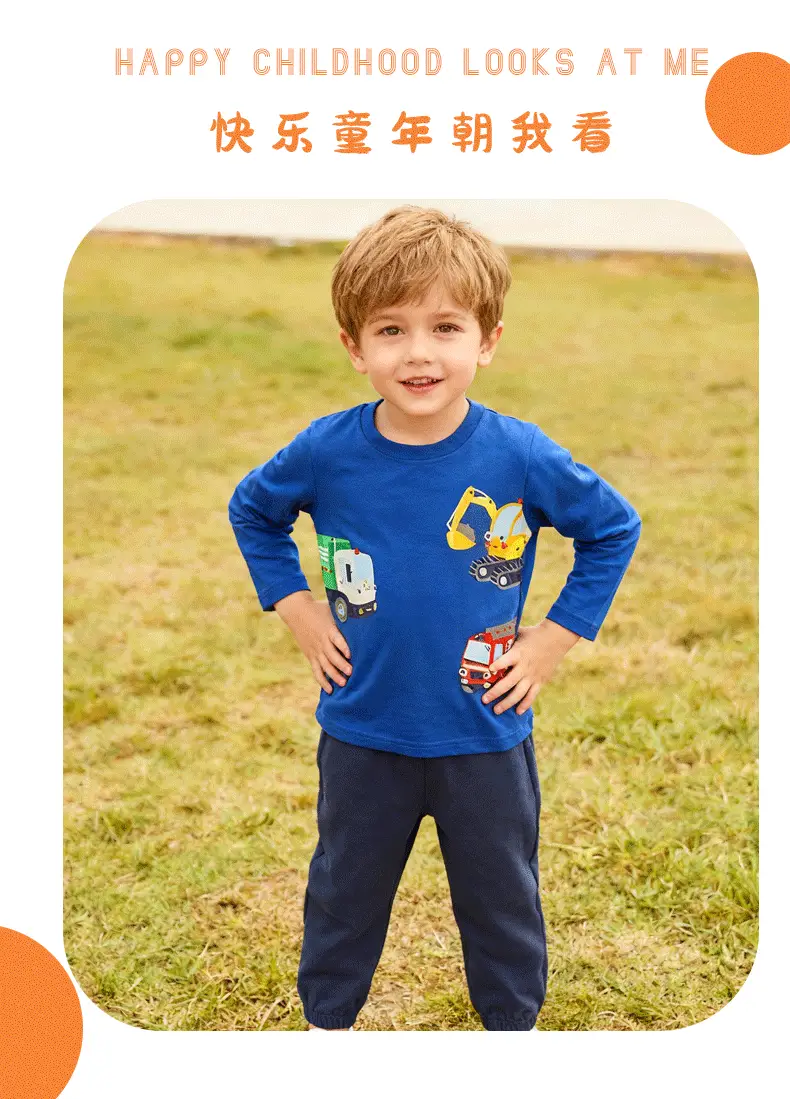Blue Cotton Kids Sweatshirt with Excavator Print — feature 5